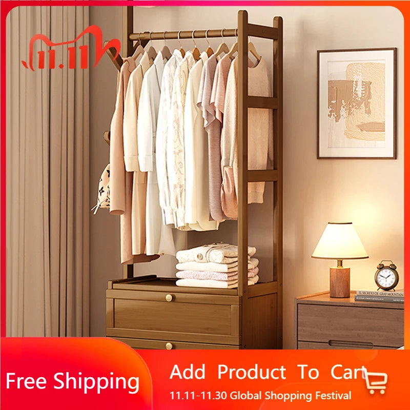 Portant vêtements pliable en bambou style chinois, rangement vertical