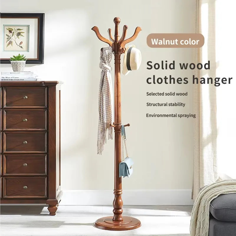 Porte-manteau sur pied vertical en bois d’eucalyptus 12 crochets