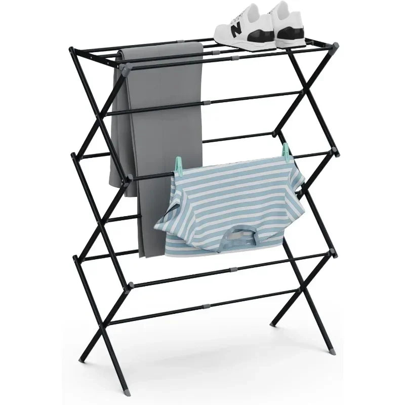Étendoir à linge pliable extensible en acier carbone noir