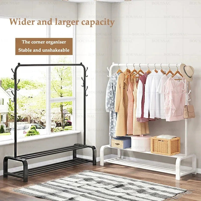 Portant métal avec étagères et penderie pour chambre et salon