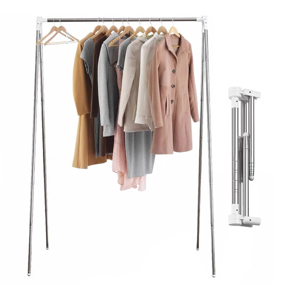 Étendoir pliant extensible en inox avec sac de rangement blanc