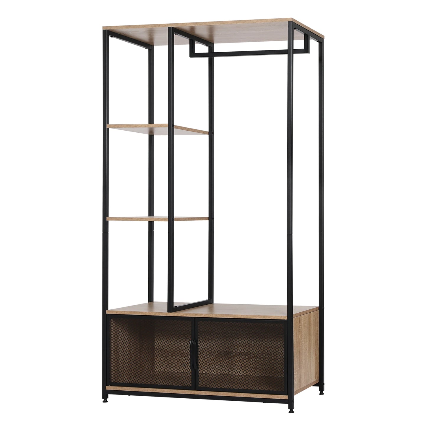 Porte-manteau banc de rangement en acier et bois, stable, blanc