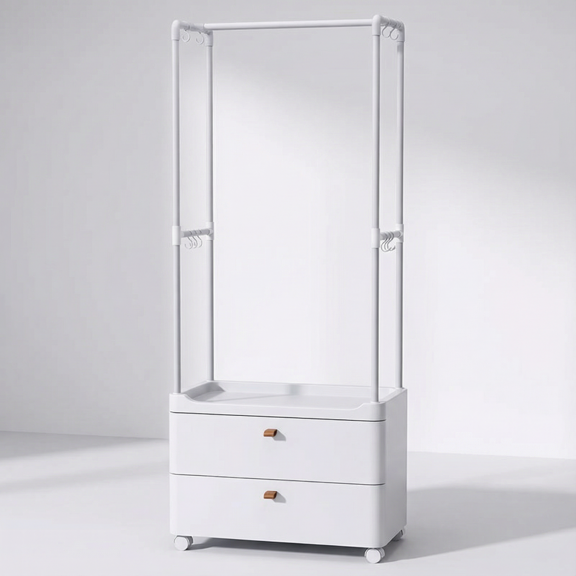 Portant vetement en metal blanc