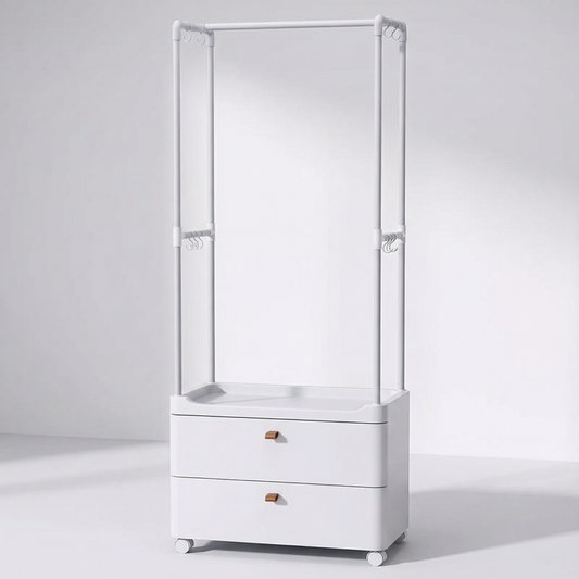 Portant vetement en metal blanc