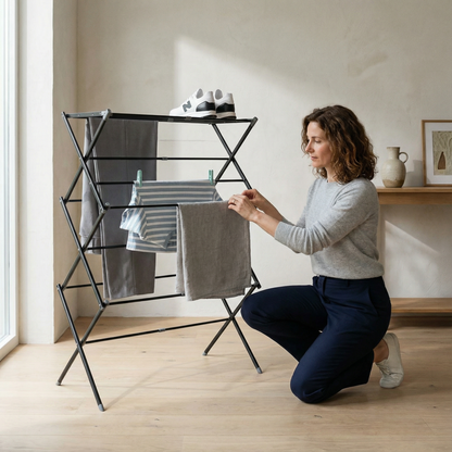 Étendoir à linge pliable extensible en acier carbone noir