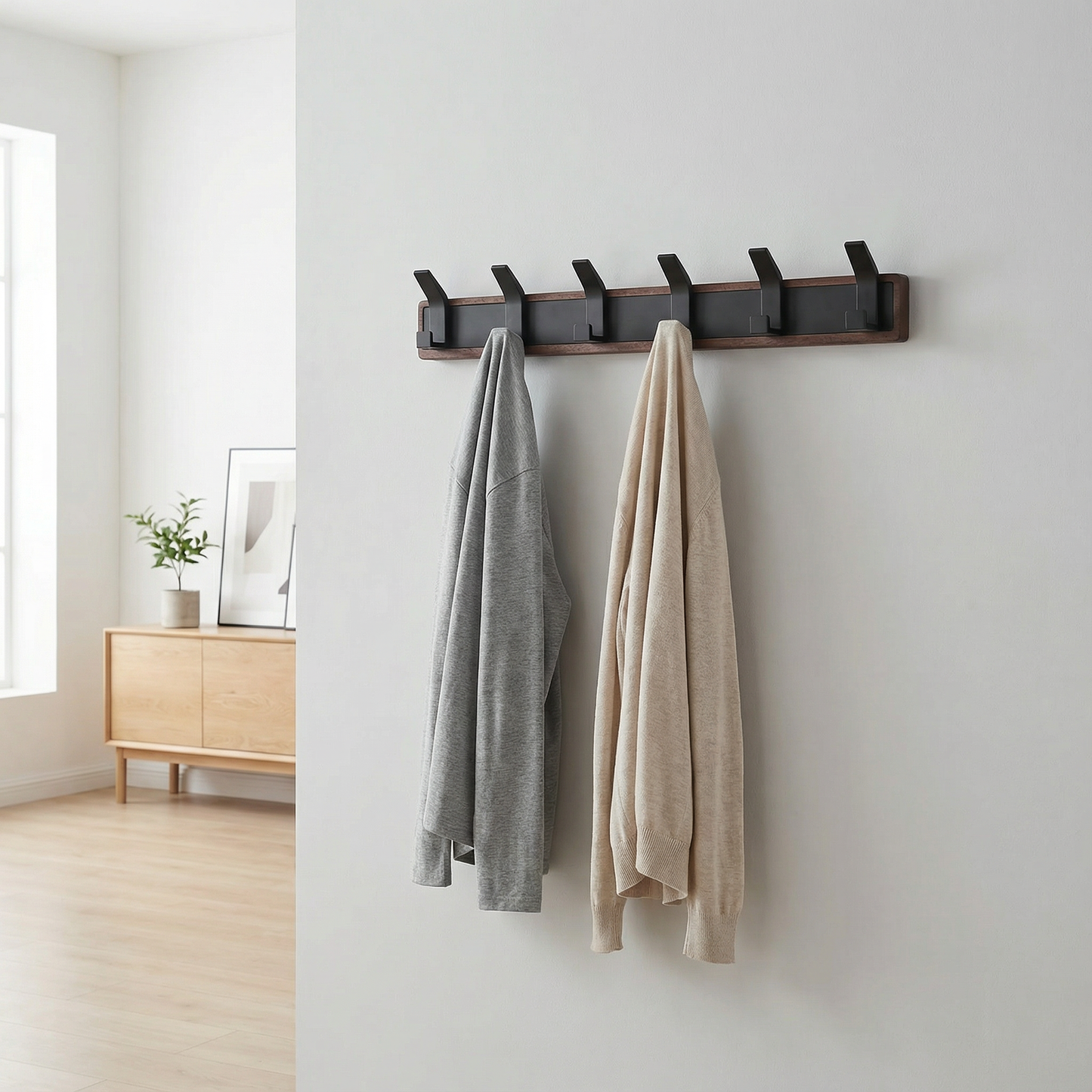 Porte-manteau mural bois maison