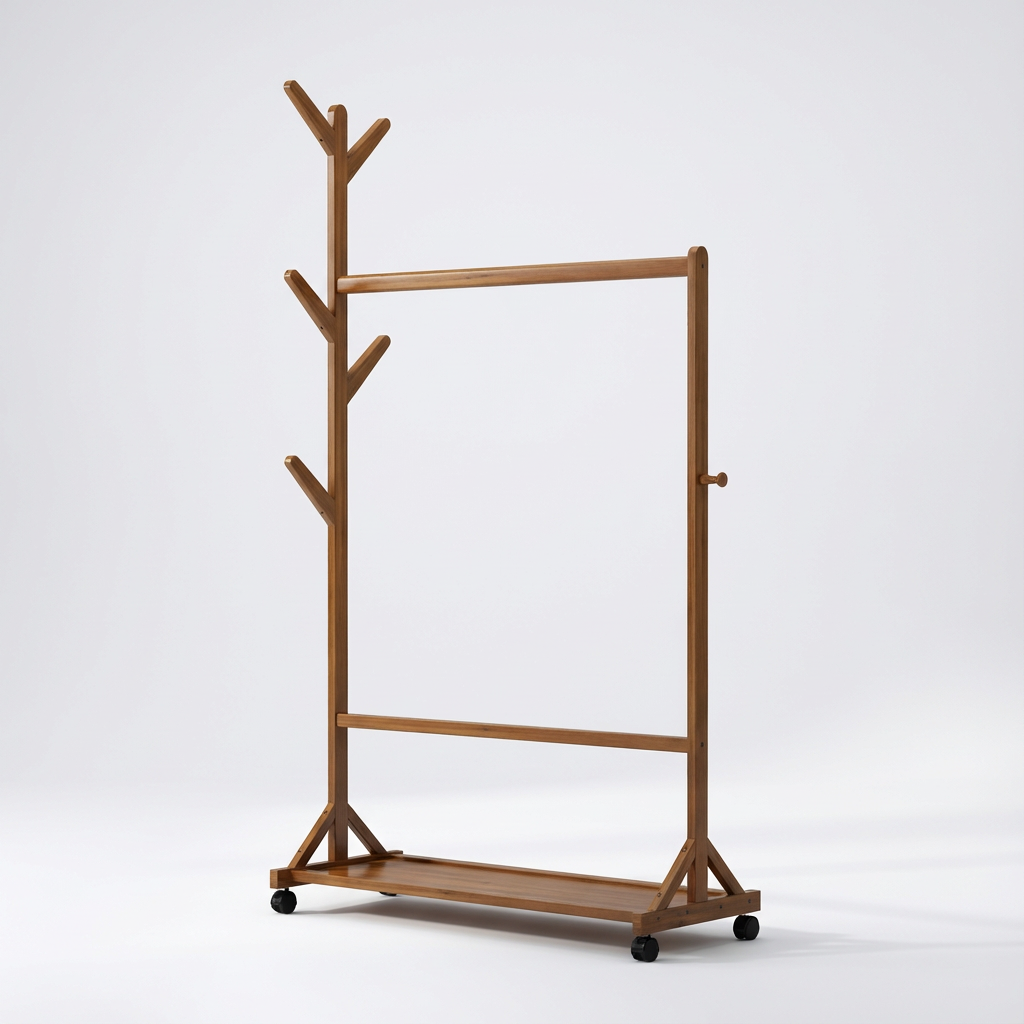 Portant vêtements grande taille en bois