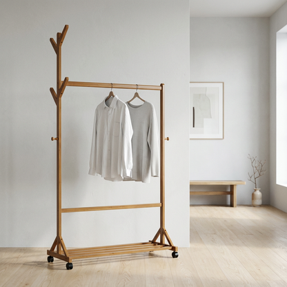 Portant vêtements grande taille en bois maison 