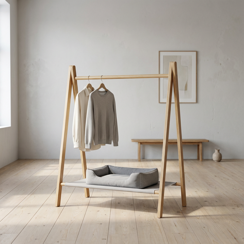 Portant vetements enfant bois 