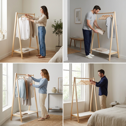 Portant vetements enfant pliable en bois chambre solide