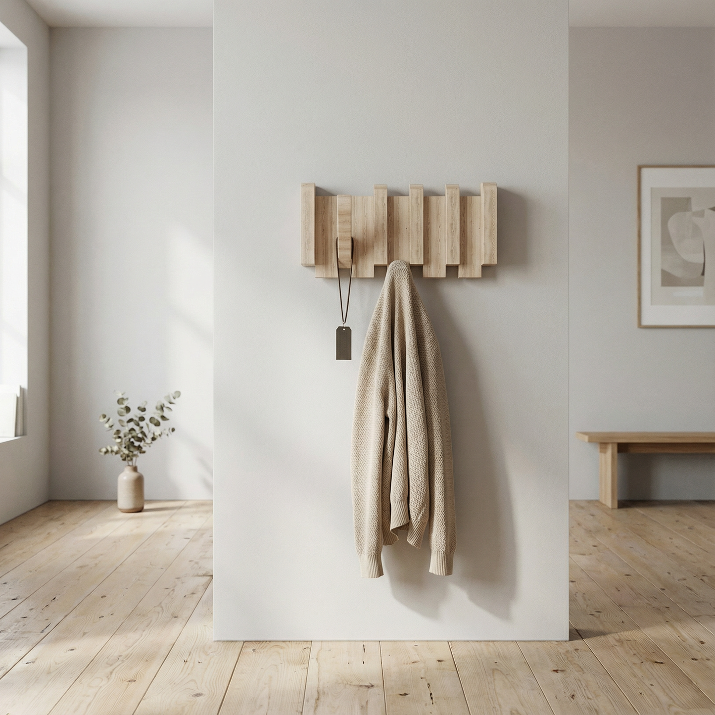 -Porte-manteau mural pliable bois salon