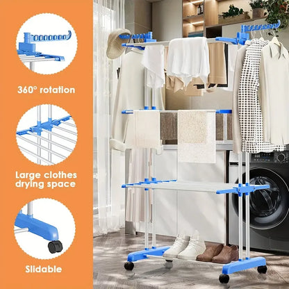 Étendoir à linge 4 étages en acier inoxydable robuste et durable