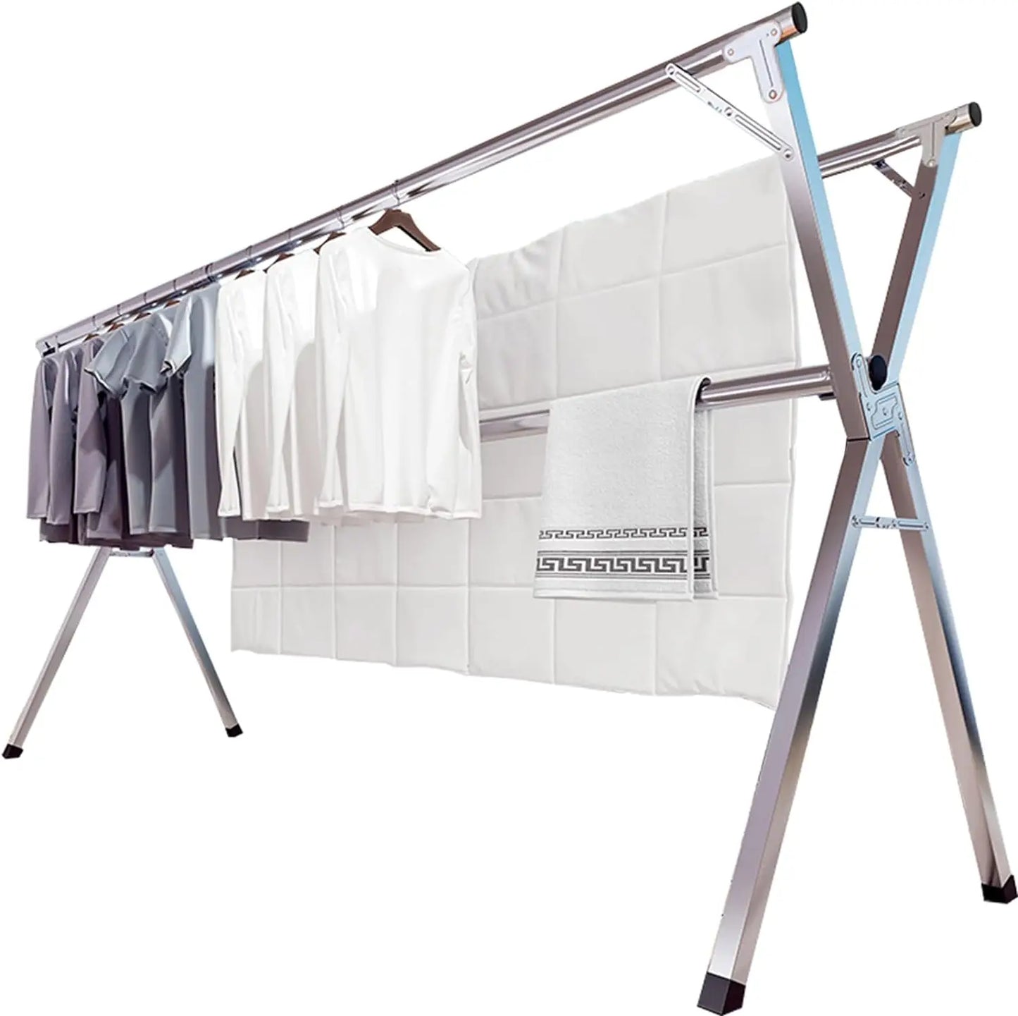 Étendoir à linge pliable extensible en acier inoxydable grande taille