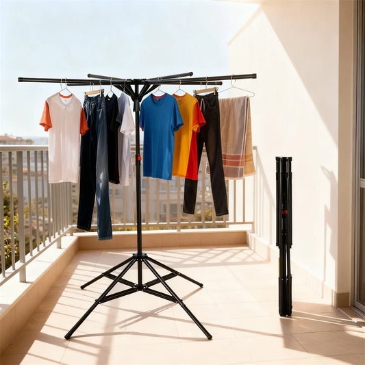 Étendoir à linge parapluie pliable en acier, charge 40 kg, noir