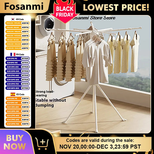 Étendoir à linge parapluie pliable en acier, gain de place