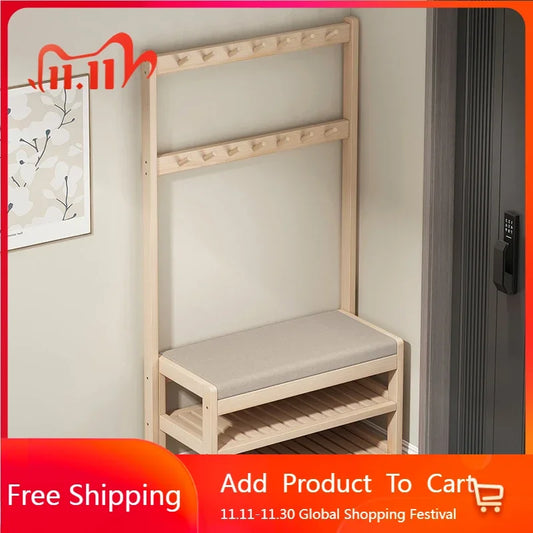 Porte-manteau d'angle en bambou bois, rangement vertical simple