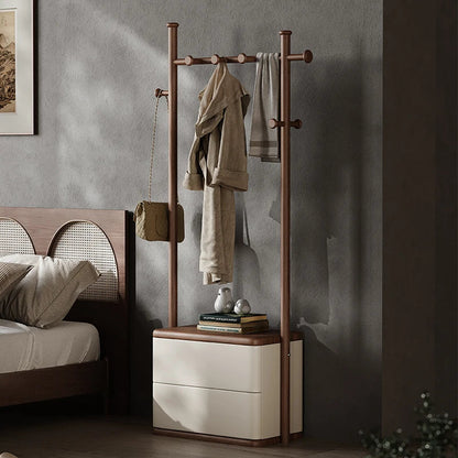 Portant penderie en bois massif avec 2 tiroirs intégrés