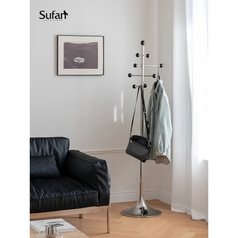 Porte-manteau vertical métal inox multi-têtes stable pour chambre