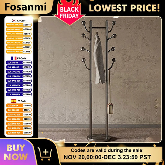 Portant vêtement industriel en acier avec base marbre et 8 crochets