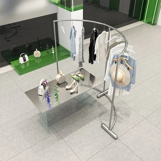 Portant vêtements en acier inoxydable style coréen, stable et élégant