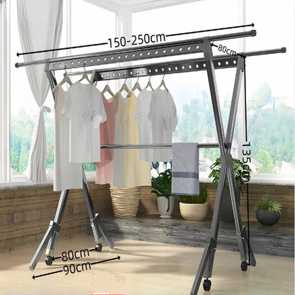 Étendoir à linge extérieur sur roulettes