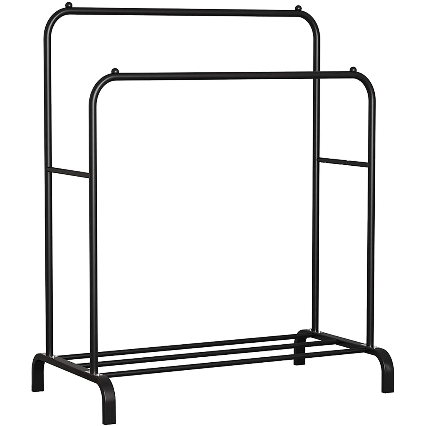 Portant double rail en métal noir, stable et réglable 110x54x132-150 cm