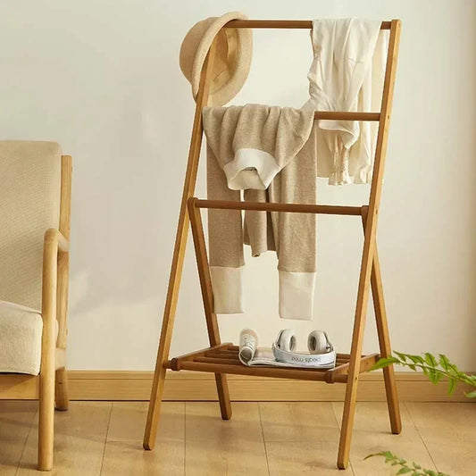 Portant autoportant en acier inoxydable avec 2 crochets, stable