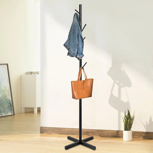 Porte-manteau autoportant minimaliste en fer noir 7 crochets
