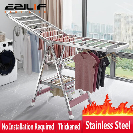Étendoir à linge pliable en inox antirouille, stable et durable