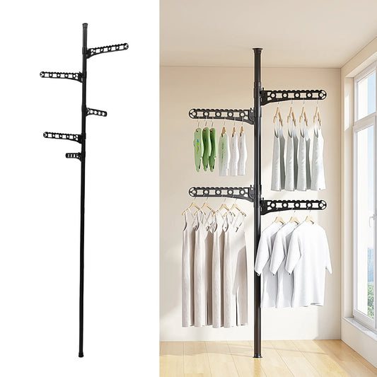 Étendoir à linge vertical extensible en carbone noir stable