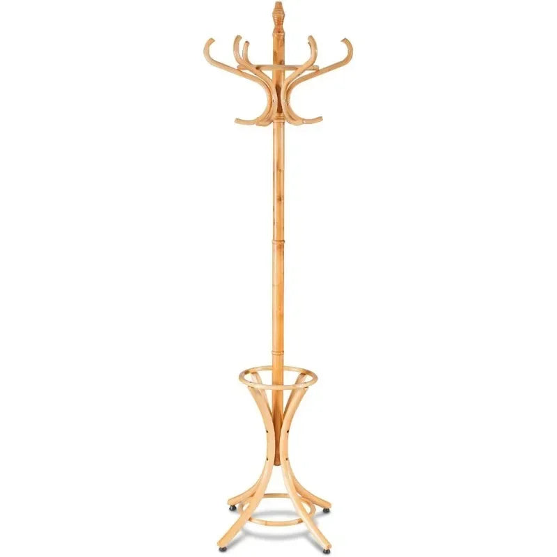 Porte-manteau vertical en bois naturel pour rangement élégant