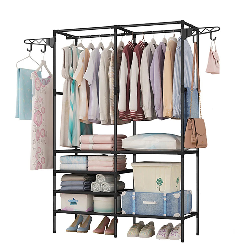 Portant vêtement maison en acier métal stable et multifonctionnel