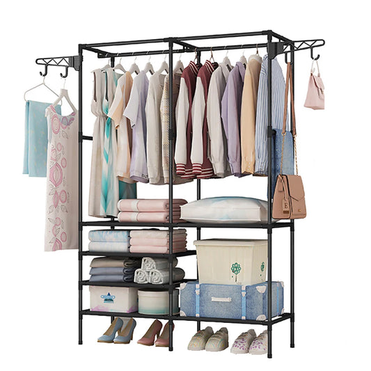 Portant vêtement maison en acier métal stable et multifonctionnel