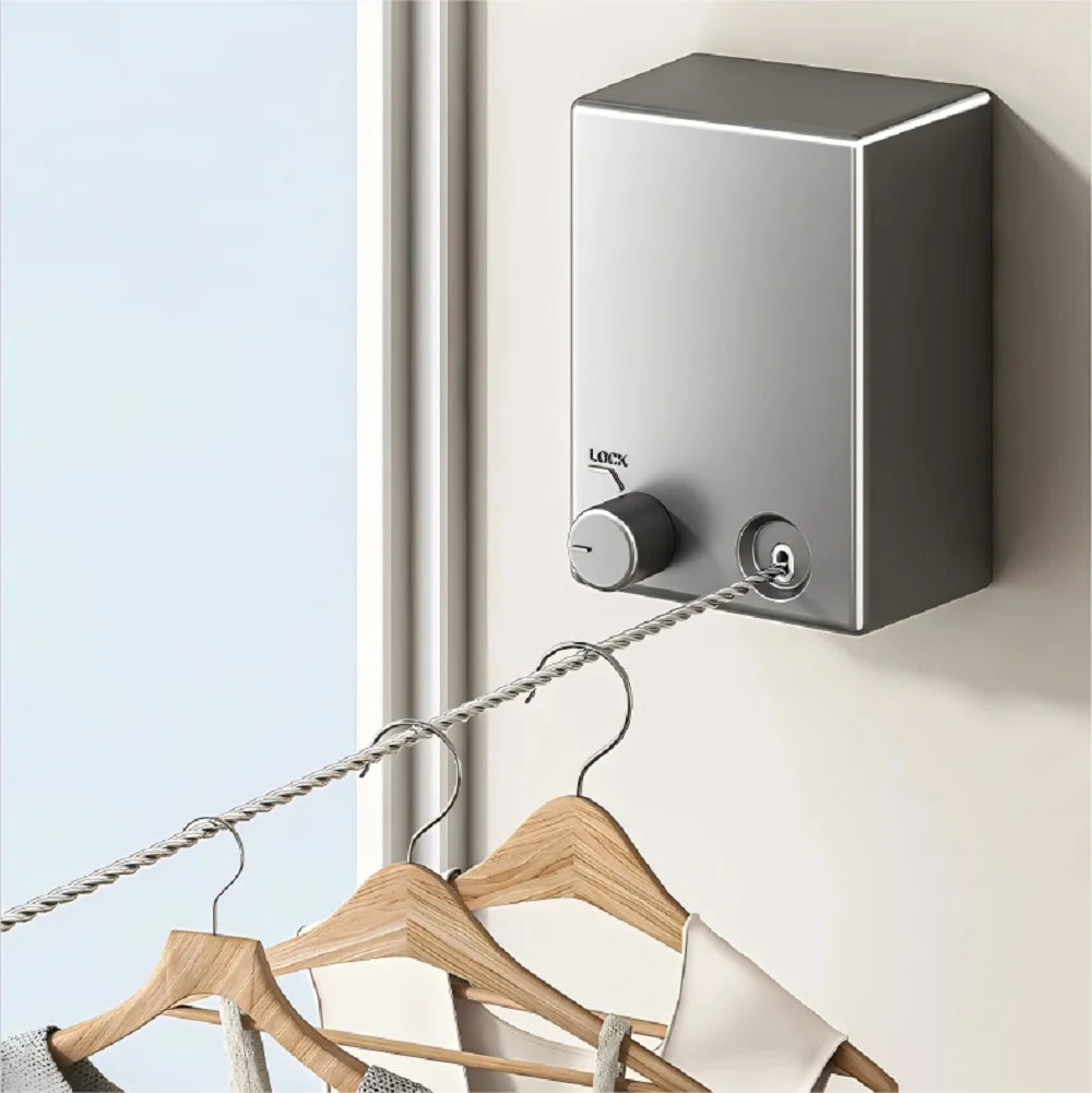 Étendoir à linge mural en aluminium inox durable 4,2 m, charge 20 kg