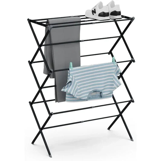 Étendoir à linge pliable extensible en acier carbone noir