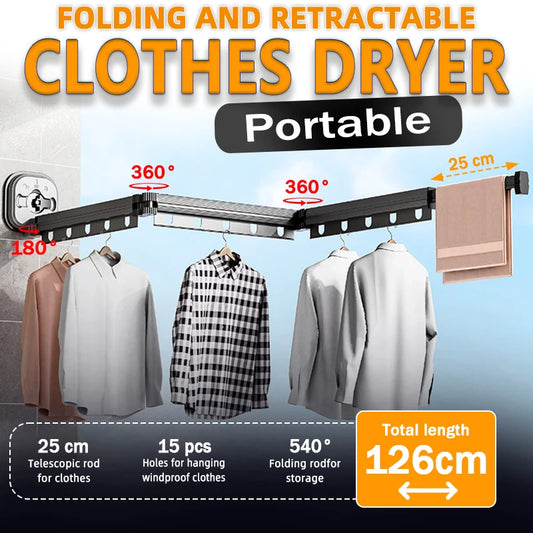 Étendoir à linge mural extérieur en aluminium pliable et rétractable