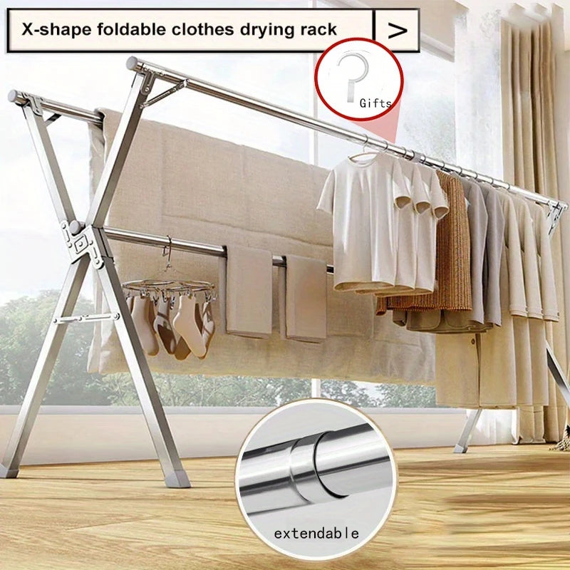 Étendoir à linge pliable en acier inoxydable gain de place