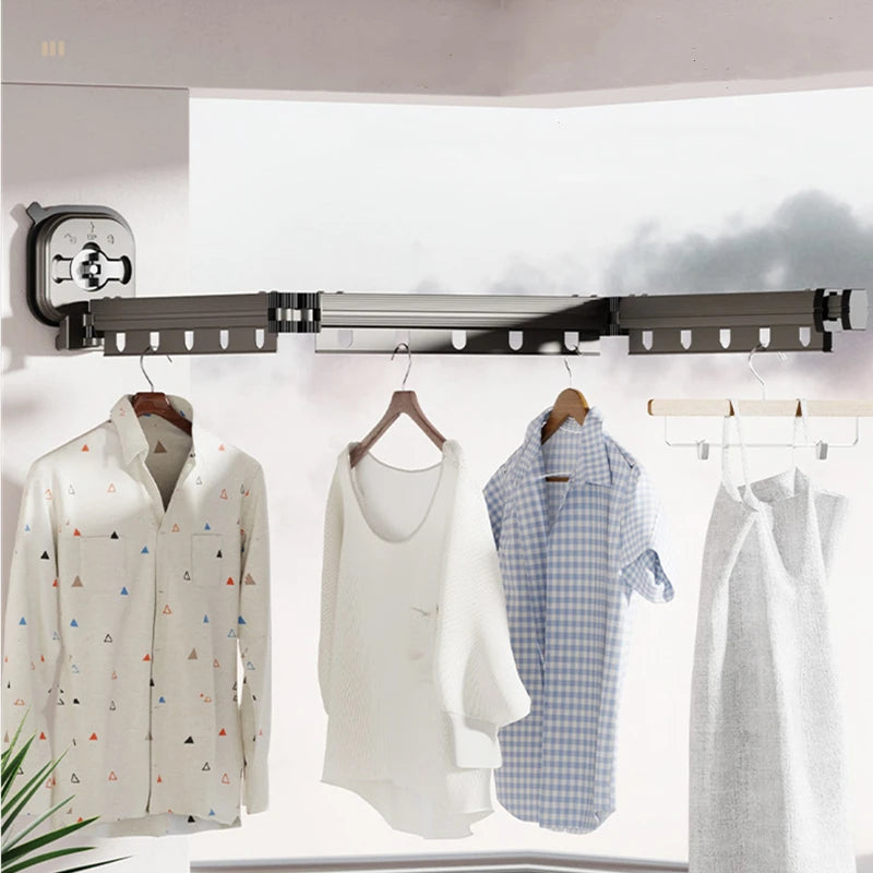 Étendoir à linge mural pliable en aluminium extensible blanc