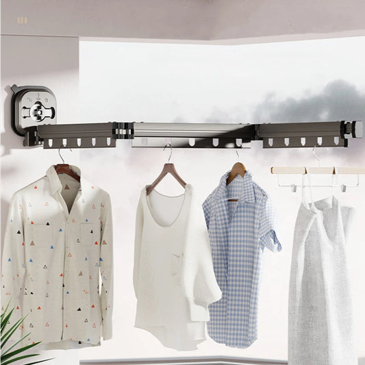 Étendoir à linge mural pliable en aluminium extensible blanc