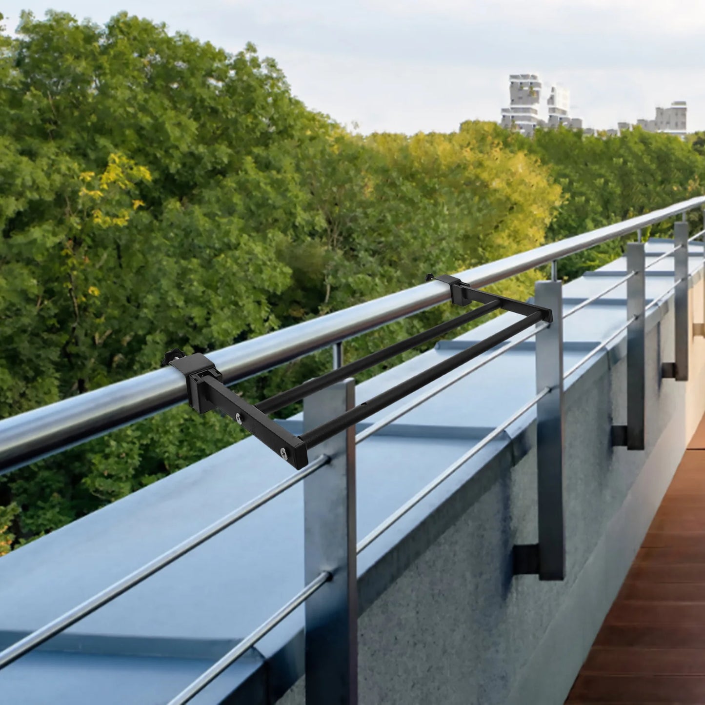 Étendoir à linge balcon en fer noir pliable et anti-vol robuste