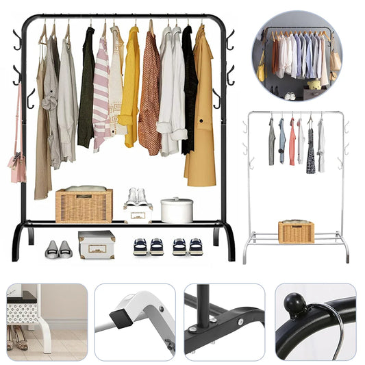 Portant métal avec étagère basse de rangement noir et blanc