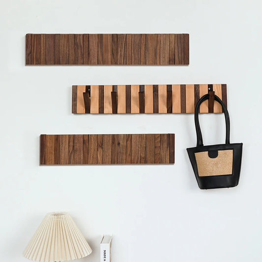 Porte-manteau mural patères vintage en bois, stable et pratique