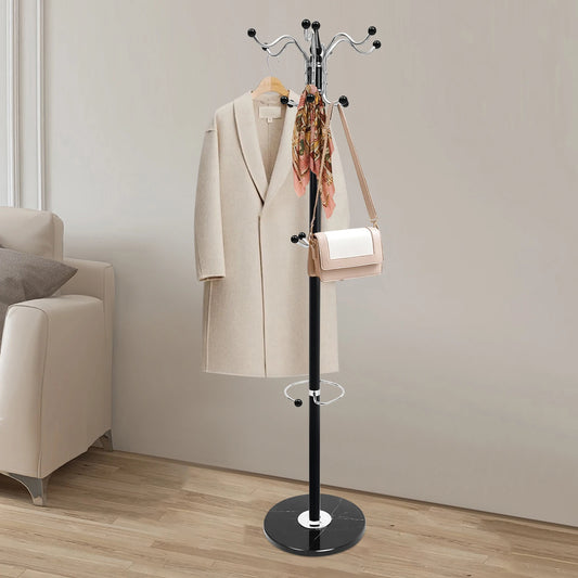 Porte-manteau vintage en acier inoxydable, rotation 360°, noir, 170 cm