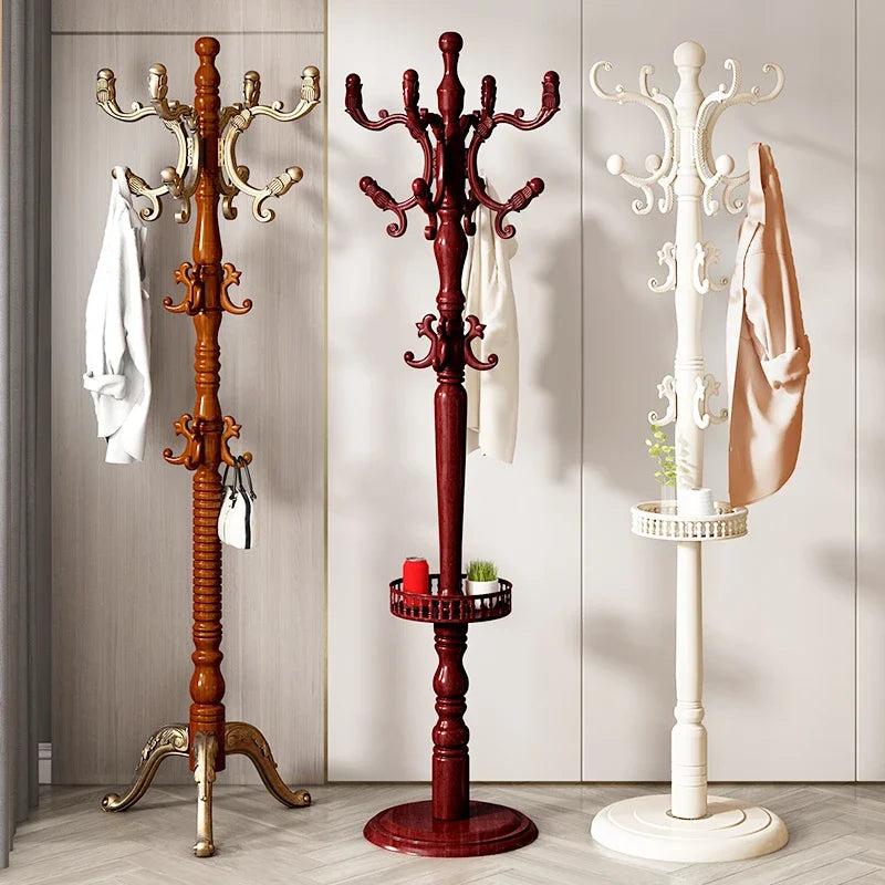 Portant vêtement vertical en bois de bouleau forme arbre naturel