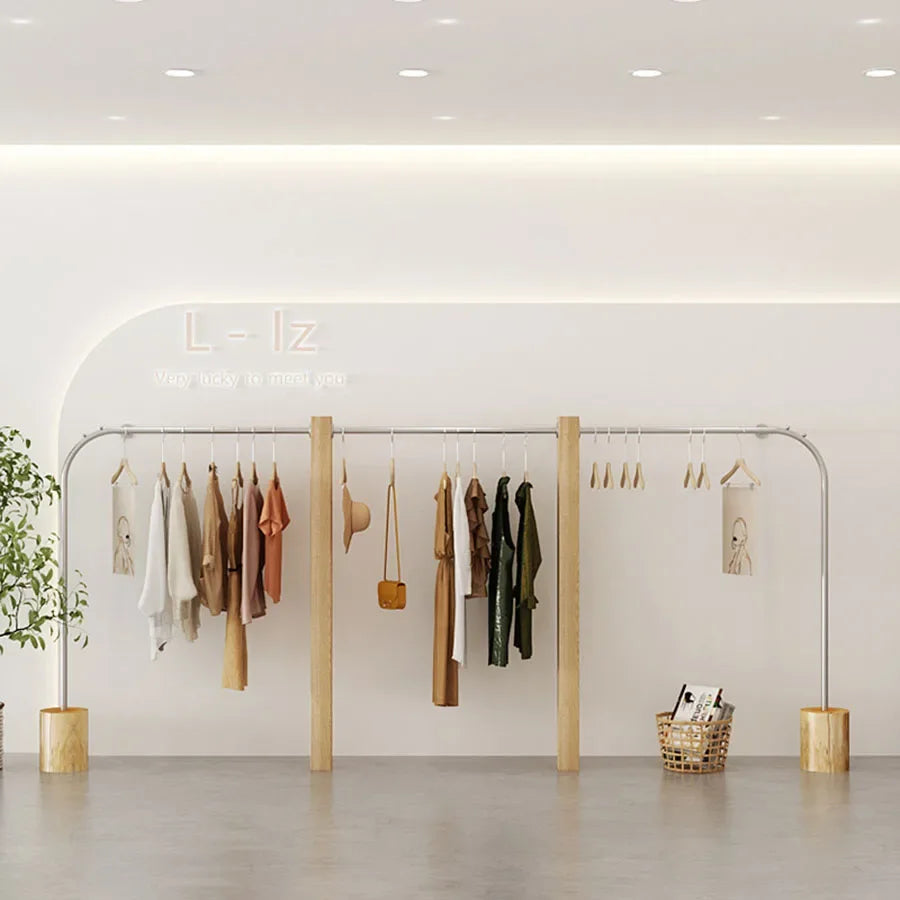 Portant vêtement autoportant métal pour rangement vertical