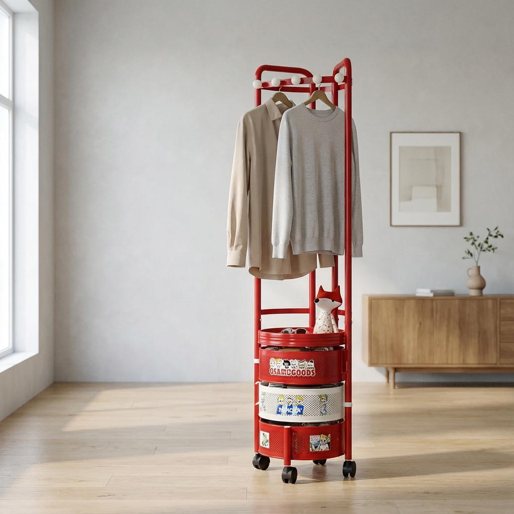 Portant à vêtements enfant métal forme Alien rangement vertical facile à monter