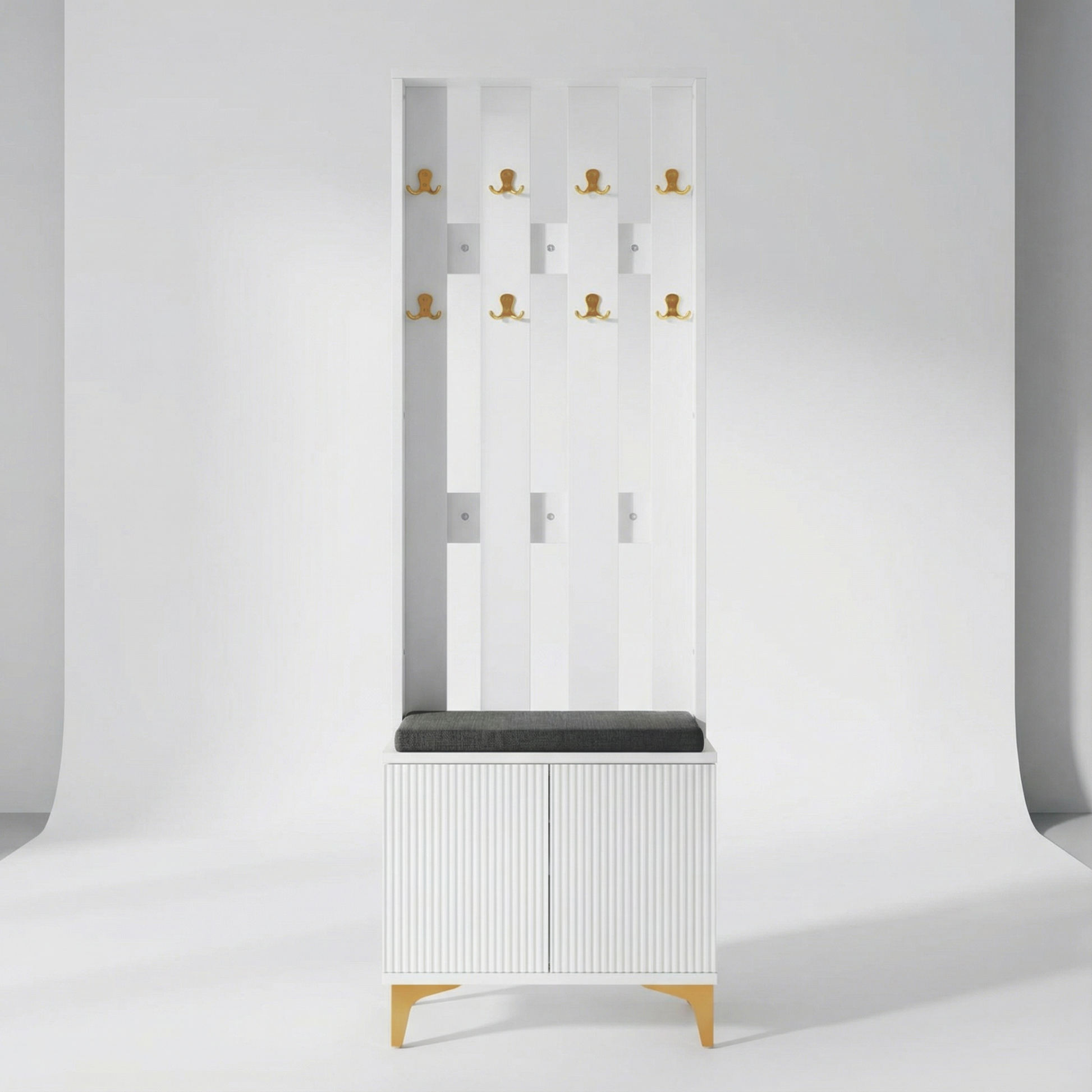 Portant vetements en bois blanc