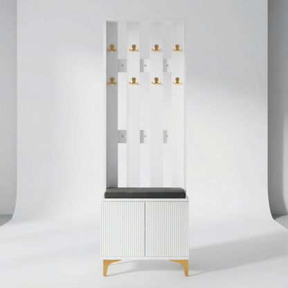 Portant vetements en bois blanc