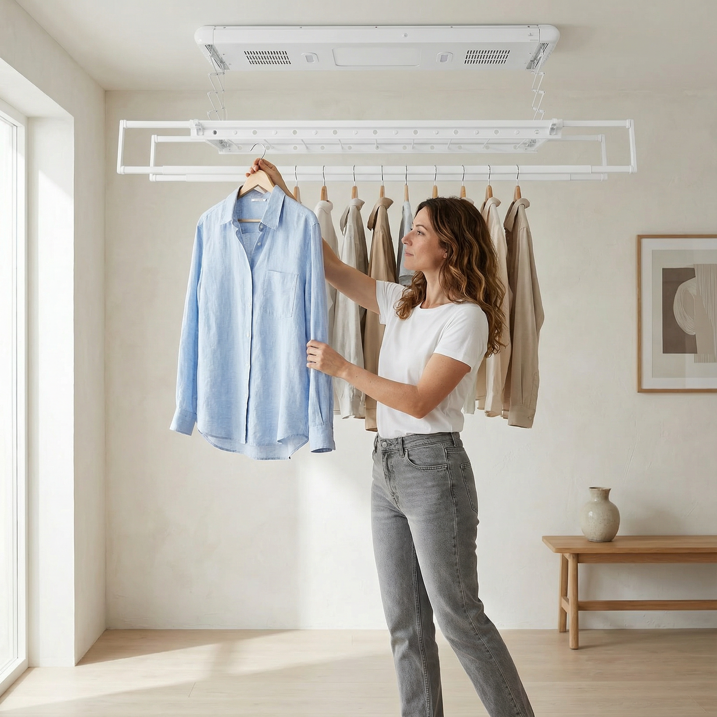 etendoir linge plafond extensible pliable