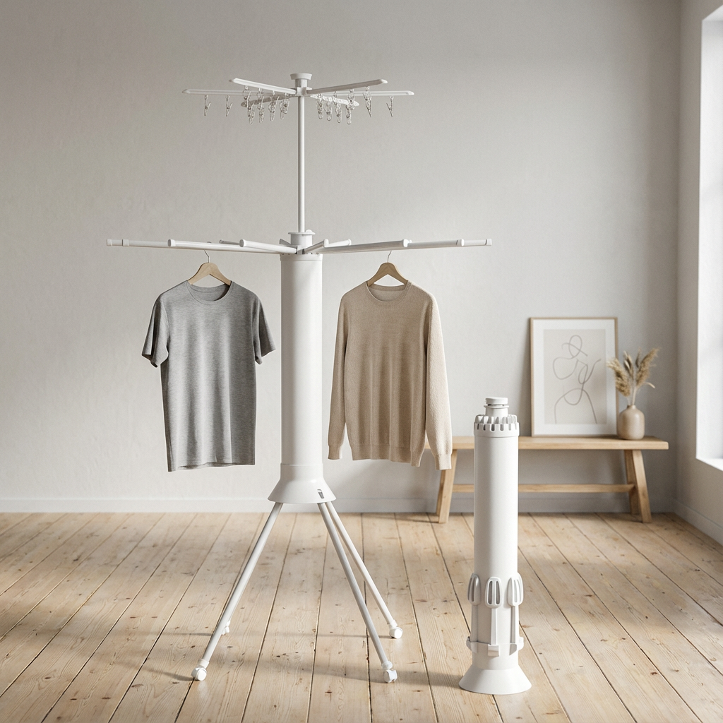 etendoir à linge pour appartement blanc 3 niveaux